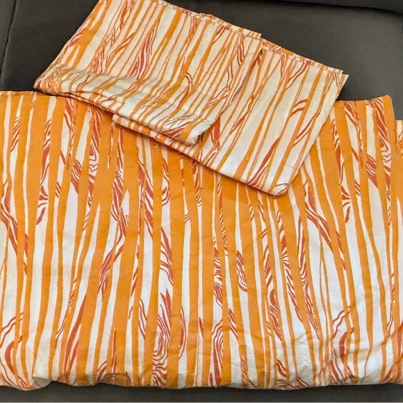 Brooklinen Classic Percale Orange and White Duvet Cover Set King Size